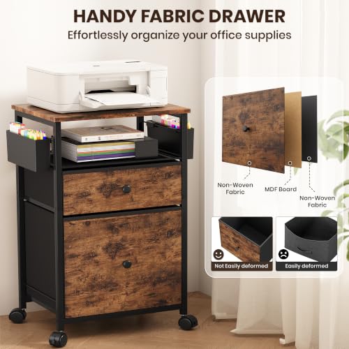File Cabinet, Rolling Cart with 2 Storage Drawers and 2 - Image 8