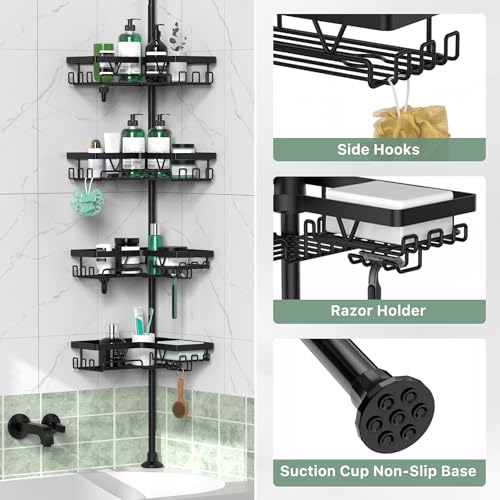 DAOYA Corner Shower Caddy Tension Pole 4 Tier Shower Caddy - Image 6