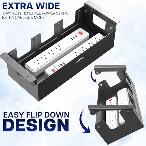 VIVO Black Flip-Open 16 in Cable Management Box, Desk-ACCBM1 - Image 6