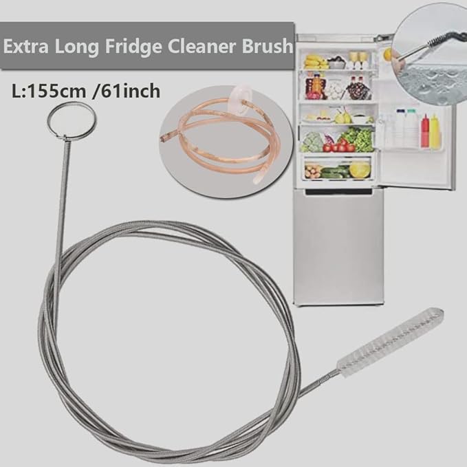Extra Long Pipe Tube Cleaner Fridge Drain Pipe Dredging Tool Flexible Drain Brush Skinny Tube Spiral Cleaning Brush Drinking Straw Cleaner Brush Nylon Spring Brush 155CM 3pcs
