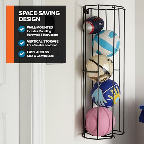 Vertical Ball Storage Rack, Wall-Mounted Garage Sports - Image 6