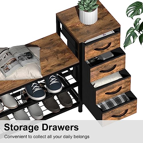 EXOTICA Industrial Shoe Storage Bench with 4 Drawers & - Image 6