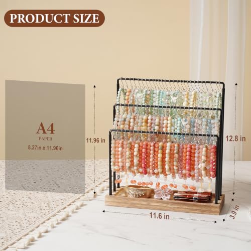 Jewelry Organizer Stand, 75 Hooks Wood & Metal Brace | Jewelry Organiz - Image 3
