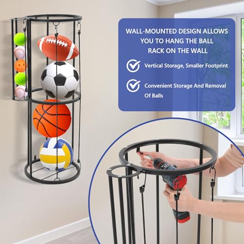 Garage Ball Storage Rack with Side Small Ball Basket - Image 6