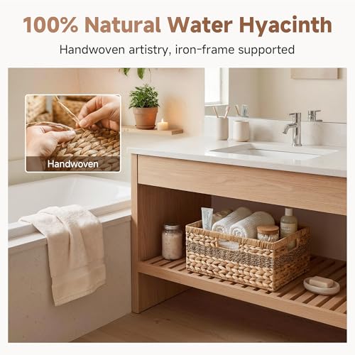 StorageWorks Jumbo Rectangular Wicker Basket, Water Hyacinth - Image 6