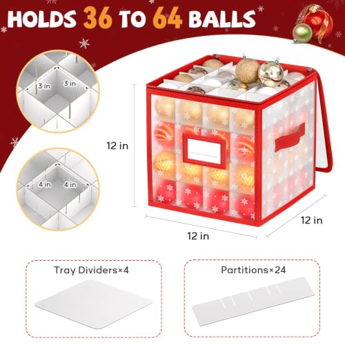 Christmas Ornament Storage Box, 64 Ball Container | Home Organization - Image 4