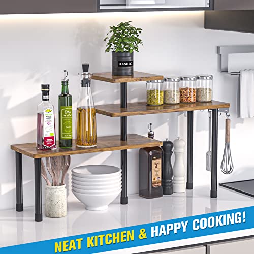 JayRex Kitchen Countertop Organizer 3-Tier Corner Shelf, Rustic - Image 5