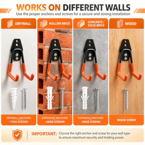 16 Pack Heavy Duty Garage Hooks, Wall Hanger Hook for Hook - Image 5