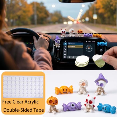 Halloween Car Decorations 7 Pack - Mini Resin Skeleton Pumpkin - Image 5