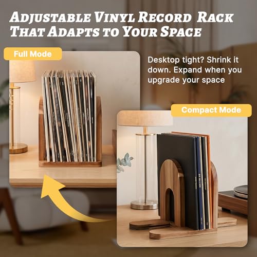 NANXITU Adjustable Vinyl Record Holder,Solid Acacia Wood - Image 5
