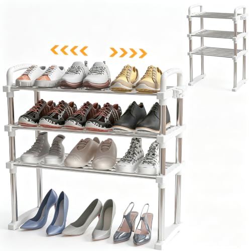 REBECAT Expandable Shoe Rack 3 Tier Stainless Steel Closet - Image 2