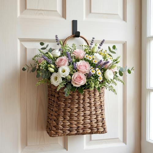 Water Hyacinth Hanging Wall Basket, Handwoven Wicker Wall Hanging - Image 6