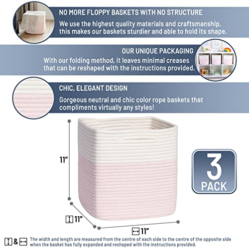 Storage Cubes 11 Inch Cotton Rope Woven Baskets | Home Organization - Image 4
