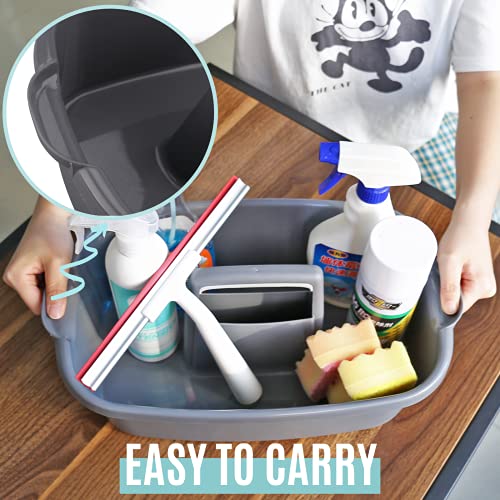 Cleaning Caddy Organizer with Handle, Gray Plastic Bucket - Image 6