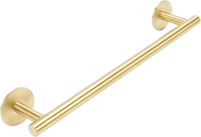 16 Inch #304 Stainless Steel Brushed Gold Towel Bar - Adhesive Kitchen Towel Holder & Bathroom Towel Rack, Wall Mount Towel Hangers for Bathroom & Door Towel Holder