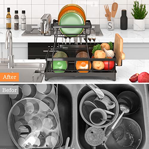 Godboat 2-Tier Dish Drying Rack - Dish Rack with Auto - Image 4