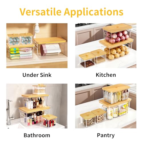 FELIZHOUSE 4 Pack Trash Bag Holder with Bamboo Lid, | All Products - Image 8