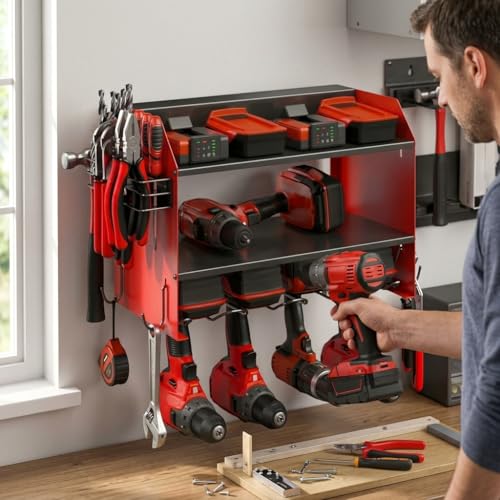 Power Tool Organizer Wall Mount, Drill Storage Rack, Pegboard - Image 3