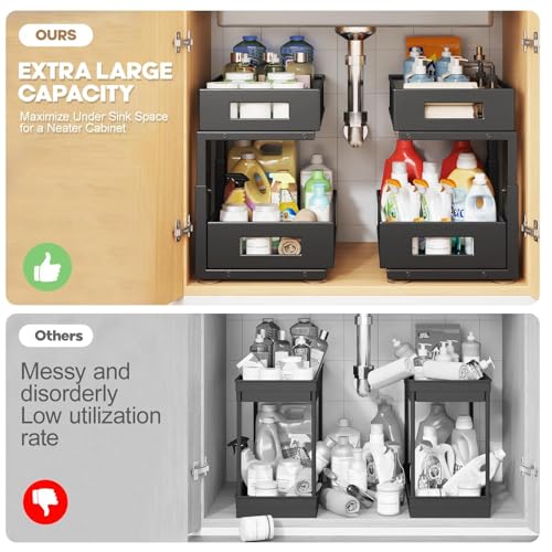 Under Sink Organizer, 2-Tier Dual Pull Out Cabinet | Home Organization - Image 5