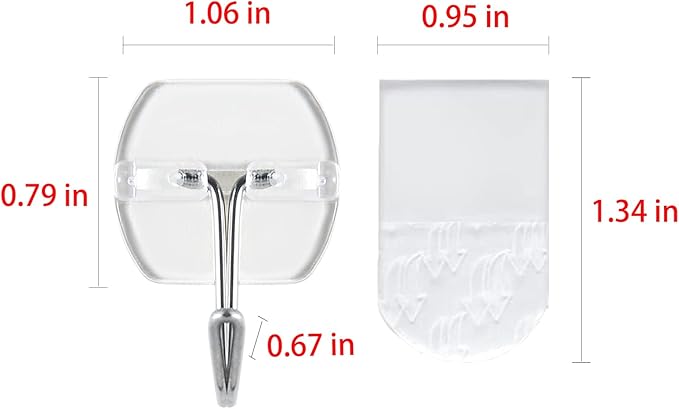 20 Hooks-25 Removable Strips, Small Clear Wire Hooks Value Pack, Damage Free Hanging Wall Hooks with Adhesive Strips, Removes Cleanly, No Tools Utility Hooks for Hanging Decorations