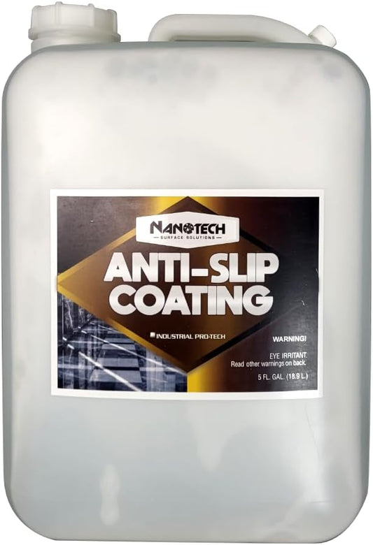 Nanotech Surface Solutions Anti-Slip Coating - Increases Friction Coefficient- Reduces Slip & Fall Accidents Due to Wet Floors - for Polished Granite, Porcelain & Ceramic Tile (5 Gal.)