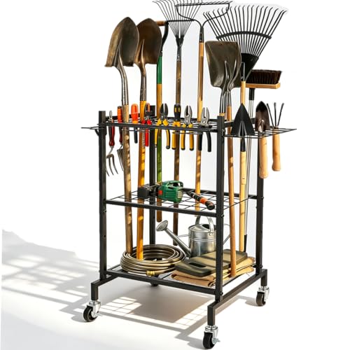 3 Tier Garden Tool Organizer with Wheels, Garden Tool Rack - Image 2