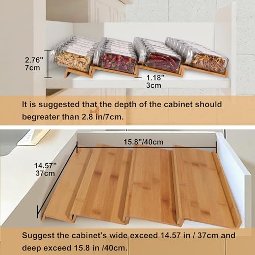 Spice Drawer Organzier,4 Tiers Bamboo Spice Rack Tray Insert - Image 2