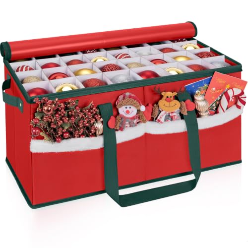 Christmas Ornament Storage Box with Adjustable Dividers - Image 2