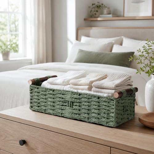 Round Paper Rope Storage Basket Wicker Baskets for Organizing - Image 5