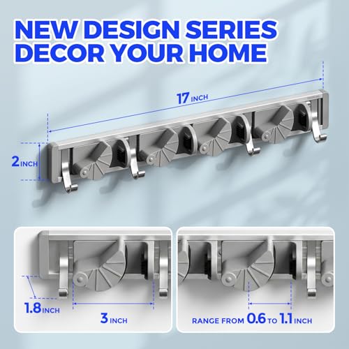 Holikme Mop Broom Holder Wall Mount Metal Pantry Org | All Products - Image 7