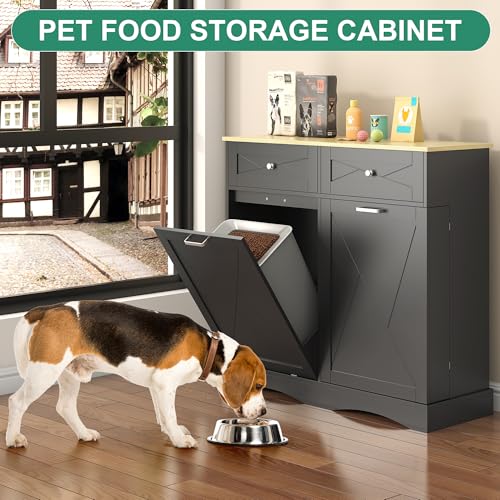 37" Dog Food Storage Cabinet with Drawers - Image 7