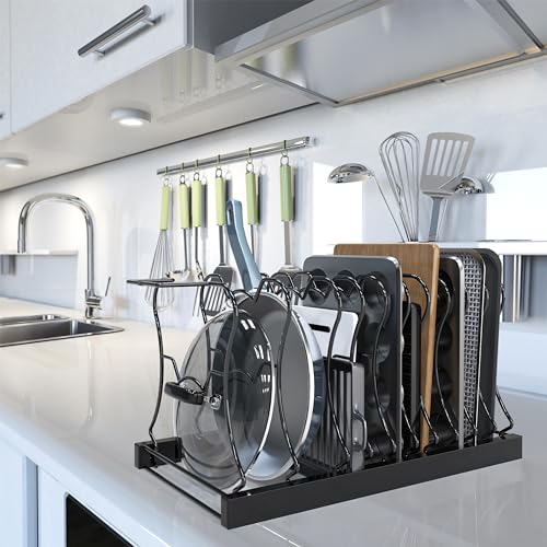 Simple Houseware 11 Compartments Height Adjustable Pan Organizer - Image 3