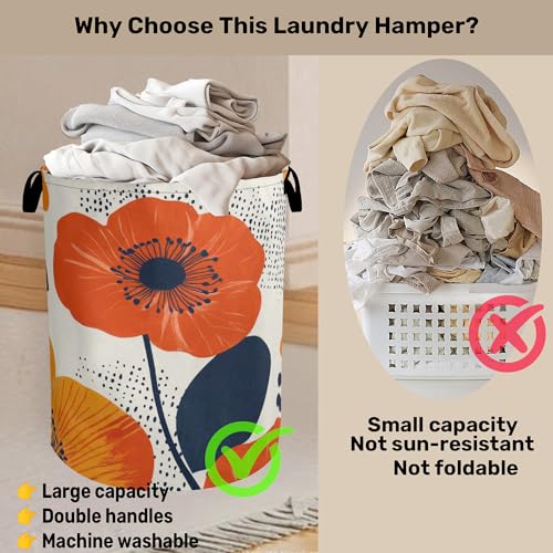Modern Minimalist Red Flowers Foldable Canvas Laundry - Image 4