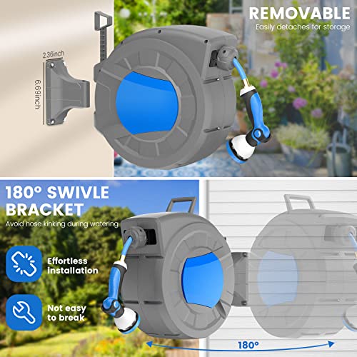 REDUCTUS Retractable Garden Hose Reel Wall Mount 1/2" x 100 ft + - Image 5
