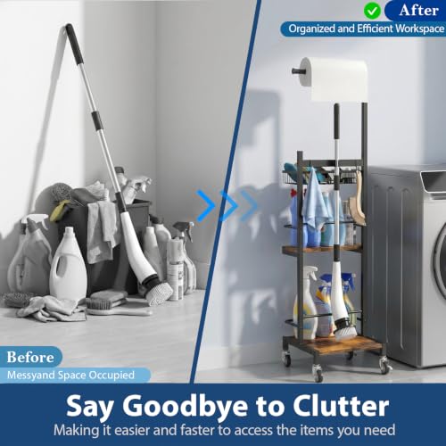Cleaning Supplies Organizer, Narrow Cleaning Cart for Steam Mop - Image 7