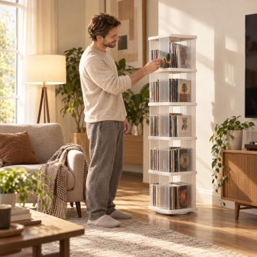 Heavy Duty 5-Tier Rotating Media Tower Rack for CDs DVDs Books - Image 8