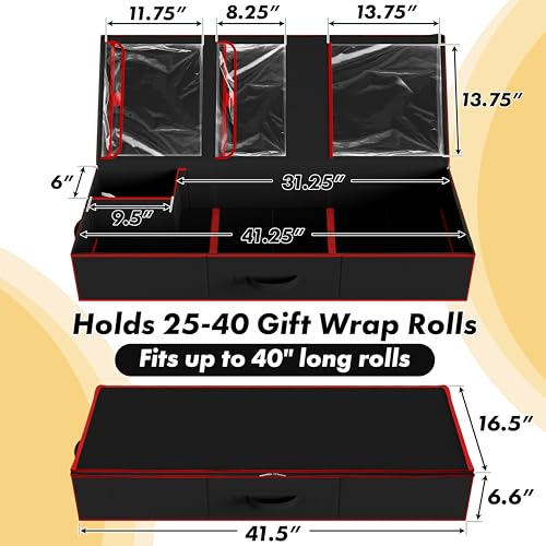 Simple Houseware 41.5" Wrapping Paper Organizer, Fits 40 Rolls - Image 4