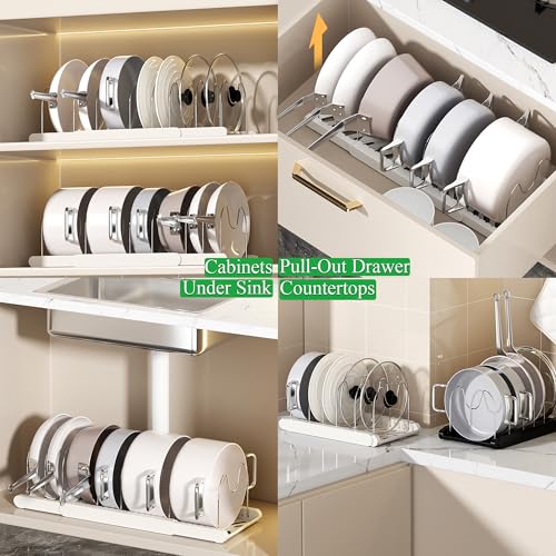 Pot Rack: 13.6"-22" Pots and Pans Organizer Under Cabinet,Apricot - Image 7