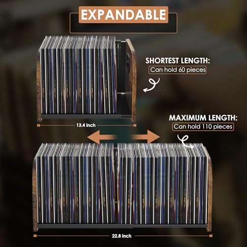 RUILALIFE Vinyl Record Storage Holder, Expandable Record - Image 5