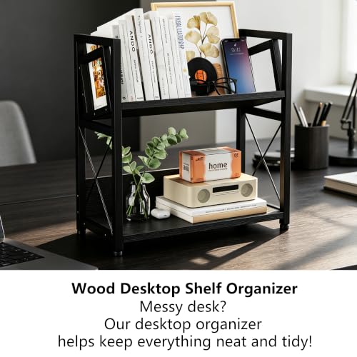 Desktop Bookshelf 2 Tier Desk Shelf Organizer Wooden | All Products - Image 7