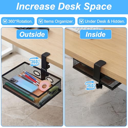 Under Desk Storage Organizer 360 Degree Rotating Under Drawer - Image 4