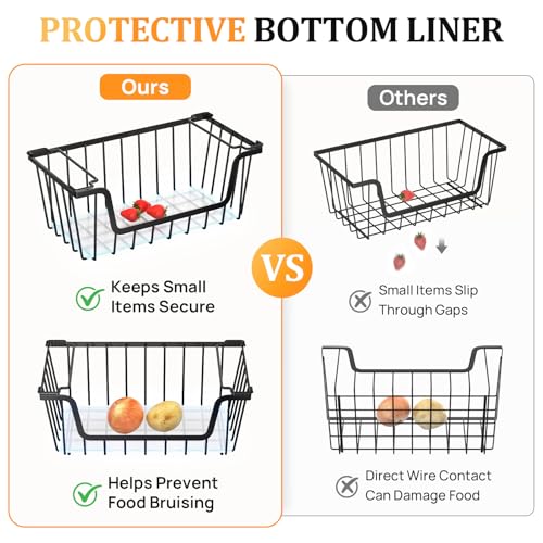 Stackable Storage Bins 4 Pcs Wire Baskets Freezer | Home Organization - Image 5