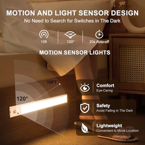 12 inch Under Cabinet Lighting 4 Pack, Wireless Motion Sensor LED - Image 4