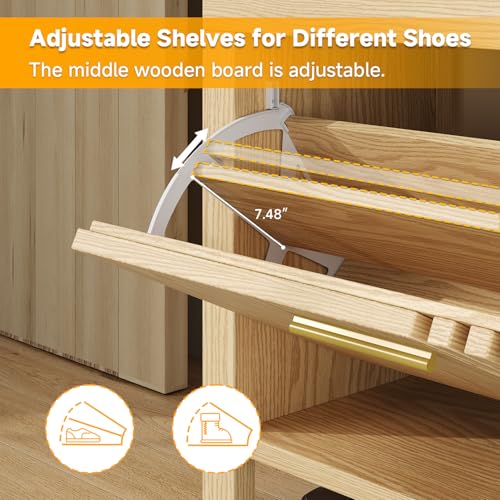 UNIQUITE 40" Shoe Storage Bench with Flip Drawers & Padded - Image 4