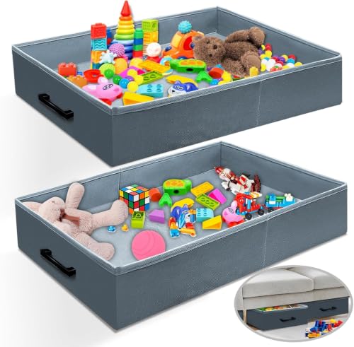 LILXIU Under Couch Storage, 2 Pack Foldable Under Sofa Storage - Image 2