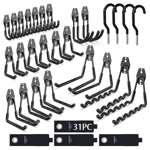 3-H Heavy Duty Garage Hooks, 31 Pack Wall Storage Organizer,Black - Image 2
