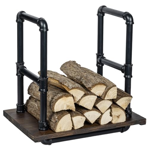 MyGift Modern Industrial Firewood Rack with Matte Black - Image 2