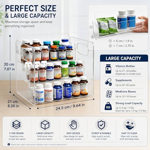 3-Tier Vitamin Storage Organizer, Organizer For Vitamin Bottles - Image 3