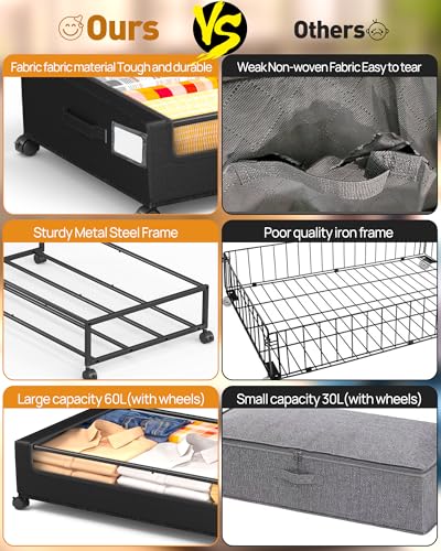 Under Bed Storage With Wheels, 2 Pack Square Contain | All Products - Image 7