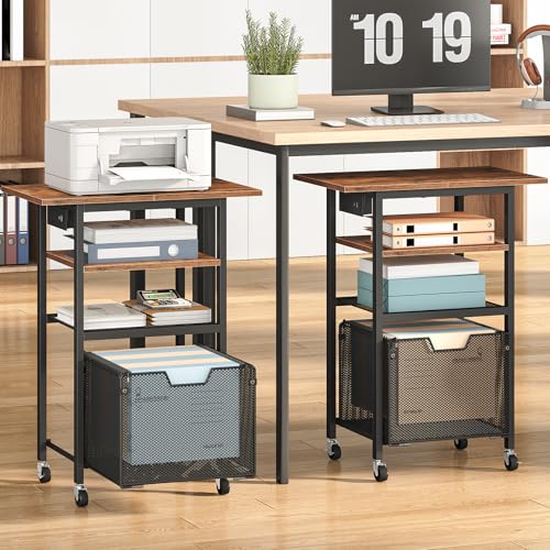 HOOBRO Printer Stand with Hanging File Drawer, Rolling - Image 7